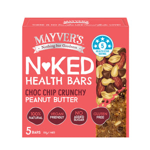 Mayvers Naked Health Bars - Choc Chip Peanut Butter 5pk 150g