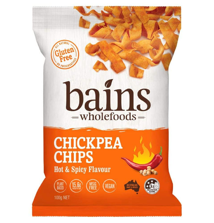 Bains Wholefoods Chickpea Chips Hot & Spicy 100g