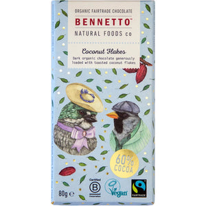 Bennetto Organic Dark Chocolate Coconut Flakes 80g (cold)
