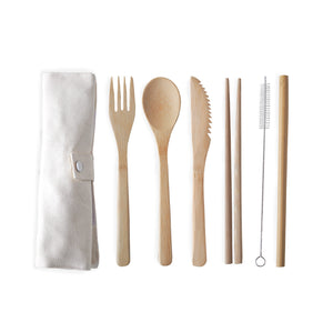 Brush It On Reusable Bamboo Cutlery Set - White