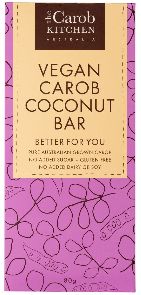 The Carob Kitchen Carob Bar Vegan Coconut 80g (cold)
