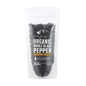 Chefs Choice Organic Pepper - Black Whole Pouch 120g BB: 30.04.26