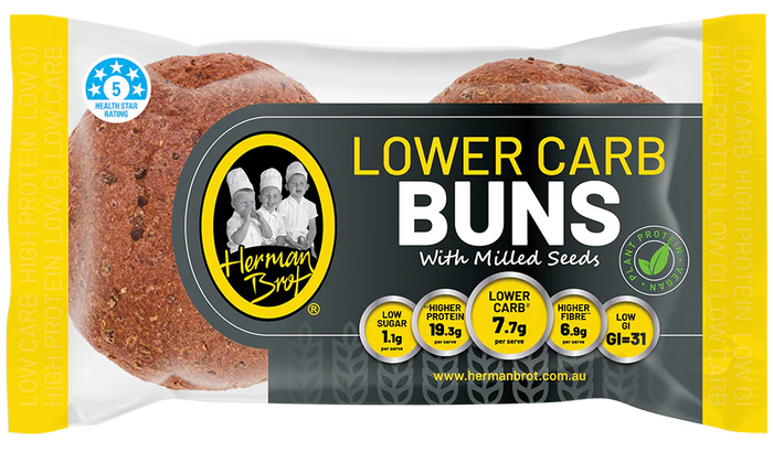 Herman Brot Bread - Lower Carb Buns 2pk 140g (cold)