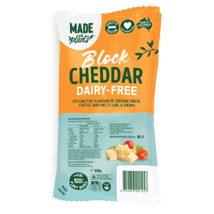 Made With Plants Cheddar Block 500g (cold)