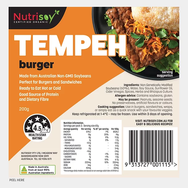 Nutrisoy Tempeh Burger 200g (cold)