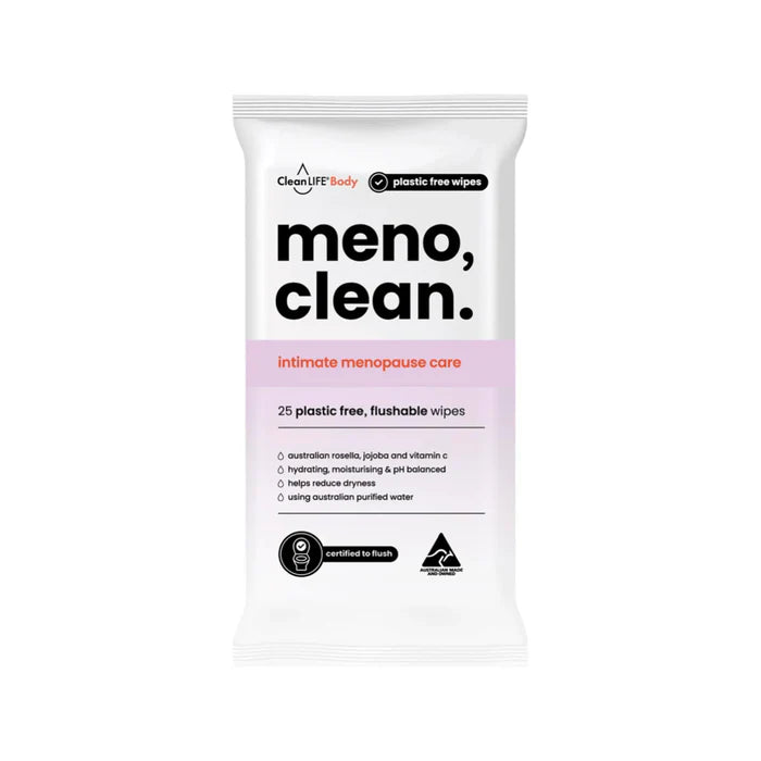 CleanLife Meno Clean Wipes Flushable Plastic Free Wipes 25pk