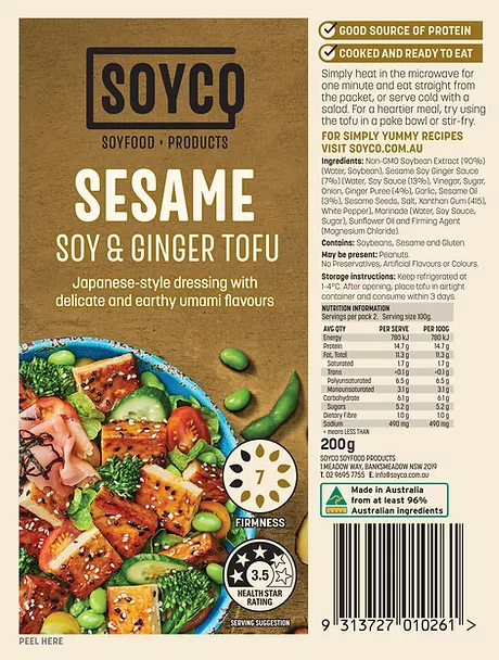 Soyco Tofu - Sesame, Soy and Ginger Tofu 200g