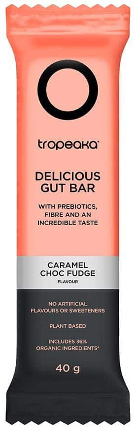 Tropeaka Organic Delicious Gut Bars Caramel Choc Fudge 40g (cold)