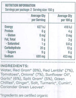Waah Organic  Dahl Tadka 300g