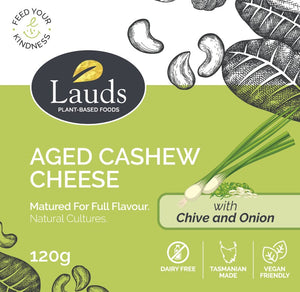 Lauds Aged Cashew Cheese with Chive & Onion 120g (cold)