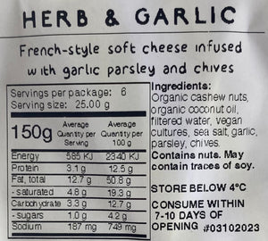 Vegan Dairy Herb & Garlic Soft Cheese 150g (cold)