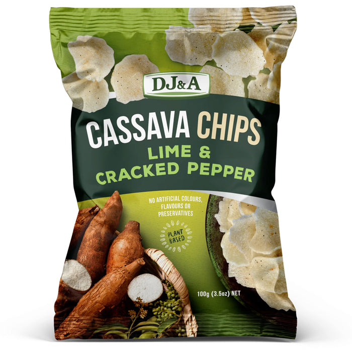 DJ&A Cassava Chips - Lime & Cracked Pepper 100g