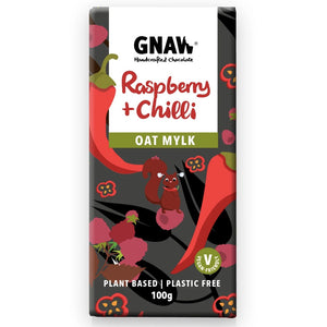 Gnaw Handcrafted Oat Milk Chocolate - Raspberry & Chilli 100g