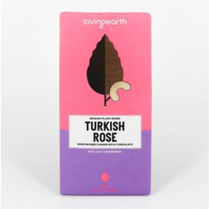 Loving Earth Turkish Rose Cashew Mylk Chocolate With Cranberries 80g