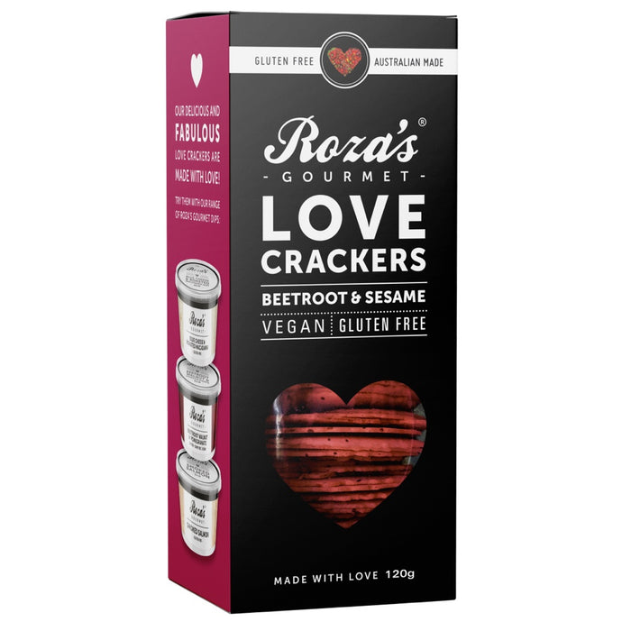 Roza's Gourmet Crackers - Beetroot & Sesame 120g