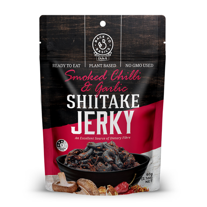 Back To Basics Shiitake Jerky - Smoked Chilli & Garlic 60g